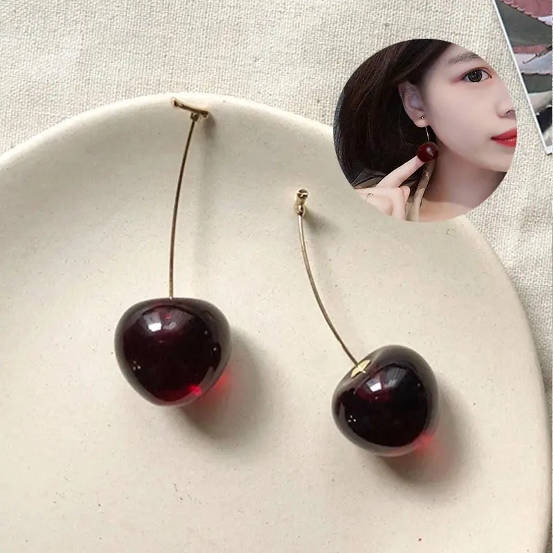 Серьги с имитацией красной вишни 1 пара | Украшения и аксессуары