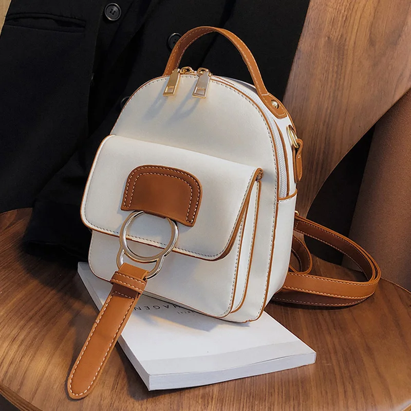 

2021 New Women's Small Backpacks Fashion PU Leather Backpack Trend Shoulders Bag Korean Version College Wind Girl Youth Backpack