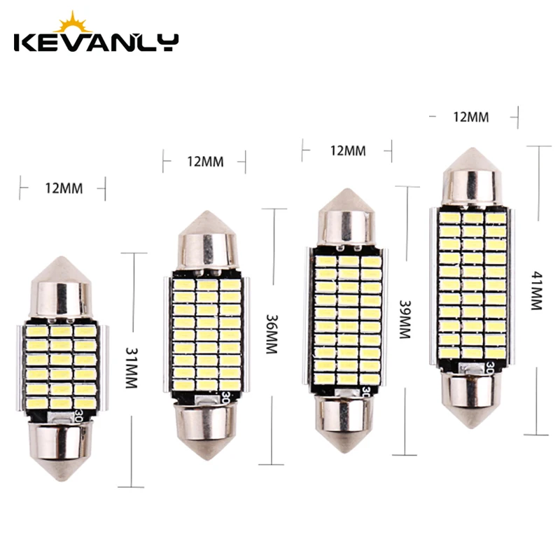 

10 шт., автомобисветодиодный светодиодные лампы c5w 31 36 39 41 мм для внутреннего освещения, 4014 чипов, светодиодная гирлянда, автомобильная куполь...