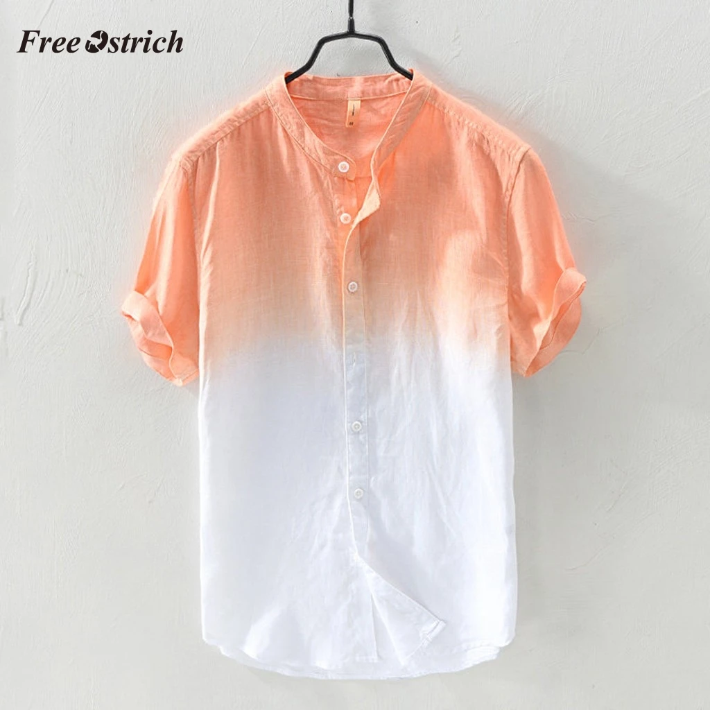 Мужская рубашка с отложным воротником Free Ostrich летняя Модная тонкая хлопковая