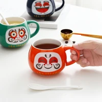 quintessence of chinese opera ceramic cup cute cartoon student drinking mug with lid spoon office and home coffee cup
