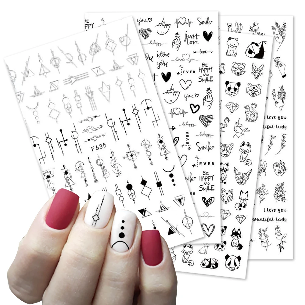 The New 3D Nail Sticker Cool English Letter Stickers For Foil Love Heart Design Nails Accessories Fashion Manicure