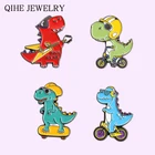 Мультяшный спортивный динозавр эмалевые булавки значки гитара скейтборд броши для детей друзей милые рюкзаки лацкан булавка ювелирные изделия подарок