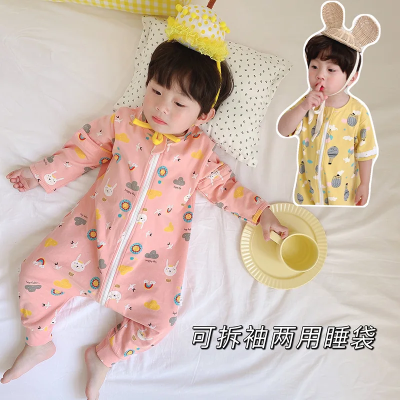 

Baby Sleeping Bag Cotton Detachable Sleeve Long Sleeve Jumpsuit Children Can Wear Kickproof Quilt in All Seasons