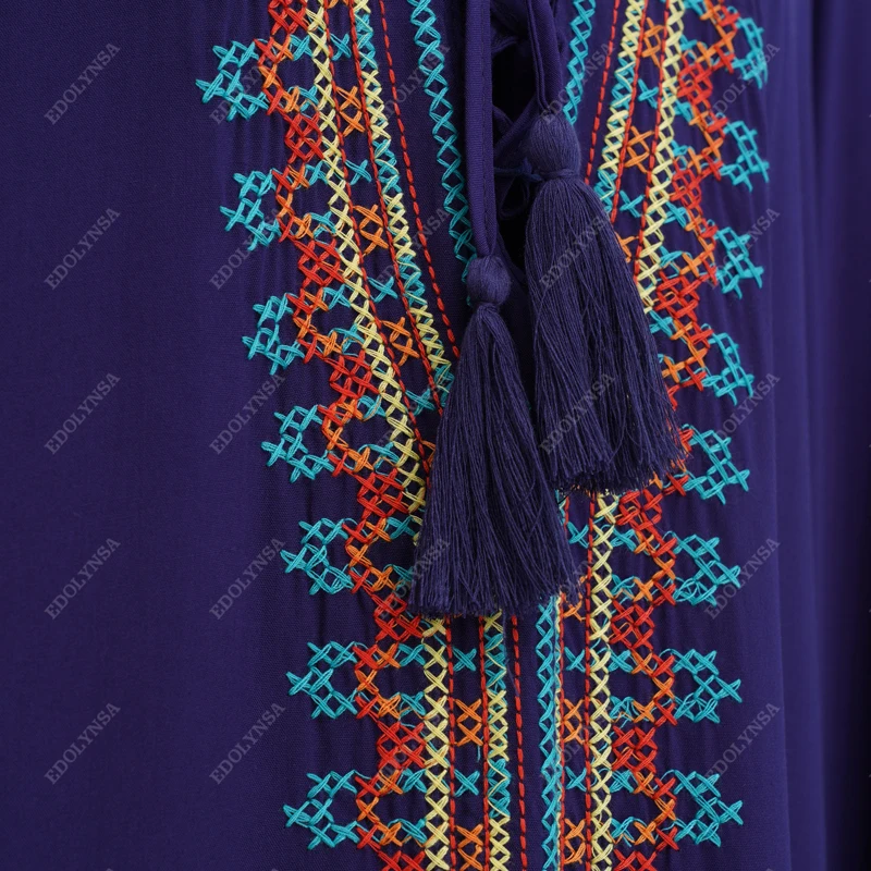 Пляжная туника с вышивкой кафтан накидка Saida de купальный костюм Praia женское