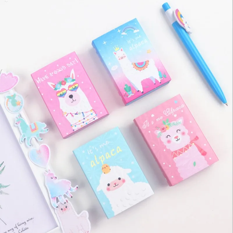 

1PACK Alpaca Memo Pad book 6 folding post notes cute cartoon DIY Decoration Write a message Stationery 4 random