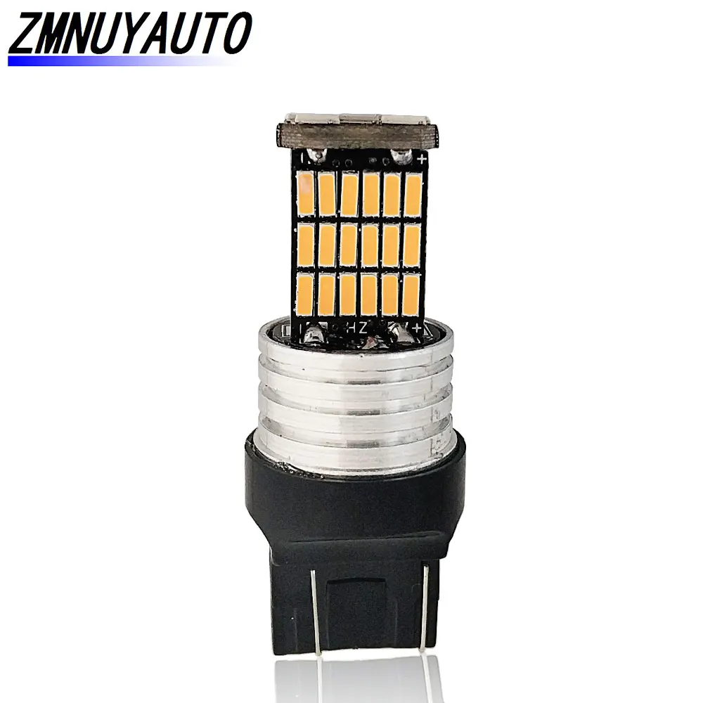 

7443 Светодиодные лампы T20 W21/5W Led Янтарный 45SMD 4014 Автомобильная задняя лампа стоп-сигнал фонарь заднего хода 12В