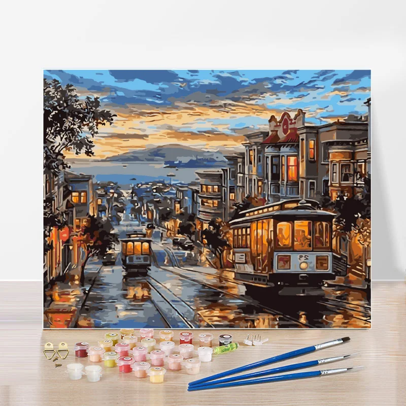 

Картина маслом на холсте, цифровой холст, Современная фотография в темноте, улица, 40x50 см с кисточкой и рамкой, ручная роспись от взрослых