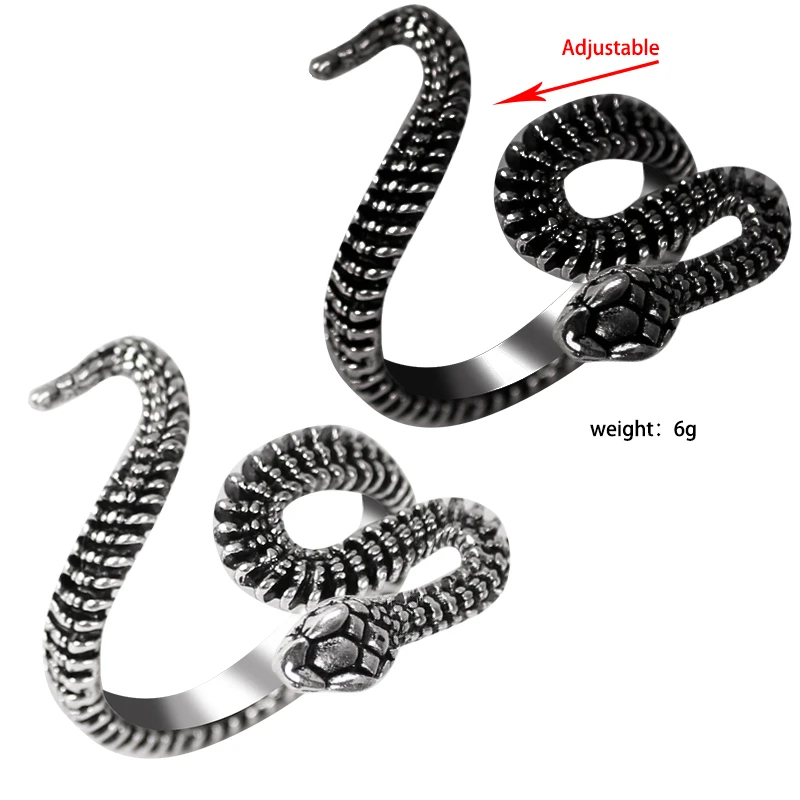 

2020 New Fashion Retro Ring Punk Snake-shaped Hip-hop Men And Women Jewelry Animal Shape Alloy Opening Adjustable Jewelry Gift
