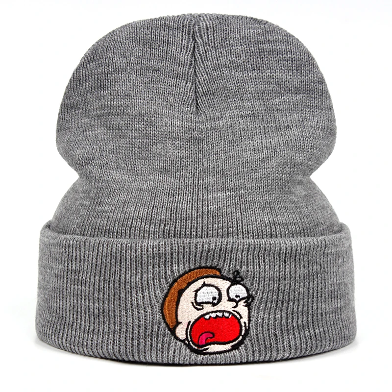 Rick and marty, зимние вязаные шапки, Rick Beanie, уличная, лыжная, вязаная шапка, Skullies, американское аниме, хлопок, Pickle Rick, Get Schwifty - Цвет: Gray