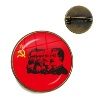 soviet ussr stalin lenin brooches classic red star hammer sickle communism emblem cccp glass cabochon collar pins jewelry gift