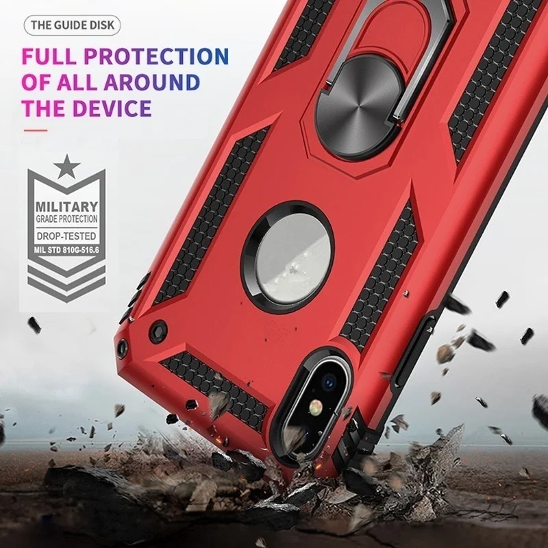 Phone Case Shockproof Military 2-Layer Stand Holder Cases For iPhone 7/8/7p/8p/6s/6 Plus XR XS Protection Cover |