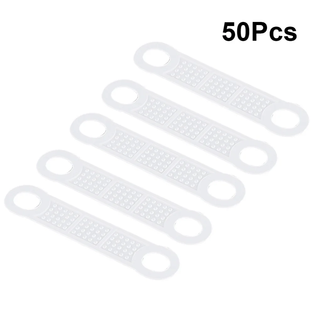

50 Pcs Non-Slip Adhesive Tape Hanger Silicone Grip Tape Transparent Hanger Grips Strips Closet Accessories