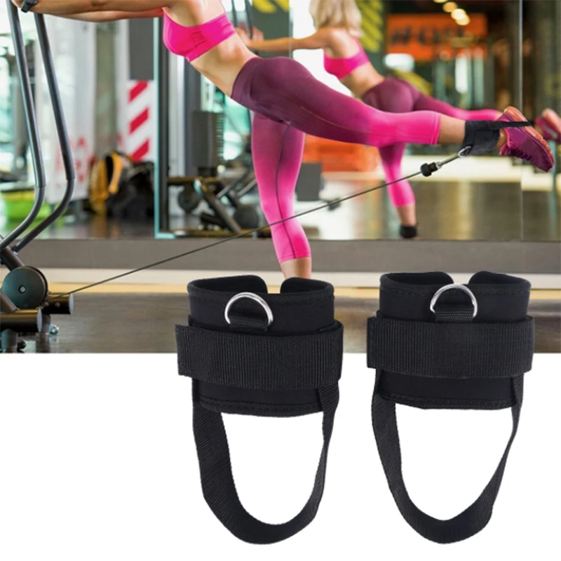 

Adjustable Ring Ankle Straps with Foot Strap Cable Machine Fitness Thigh Glute Exercises Padded Ankle Cuffs Accessories