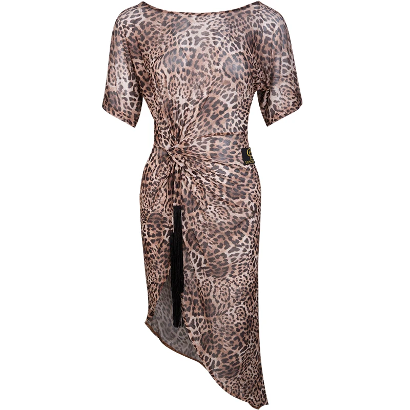 Женское платье для латинских танцев с леопардовым принтом танго сальса ча