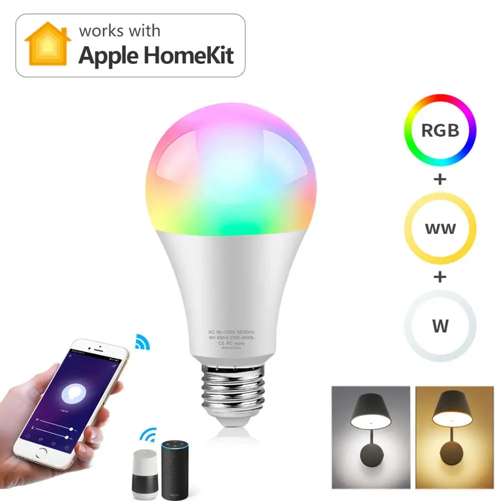Настольная лампа с голосовым управлением для Apple IOS Homekit App E27 RGB WIFI спальня alexa Siri