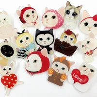100 pieceslot cartoon animal brooches jewelry for clothing scarf acrylic love cat badges kitten accessory pins label corsages