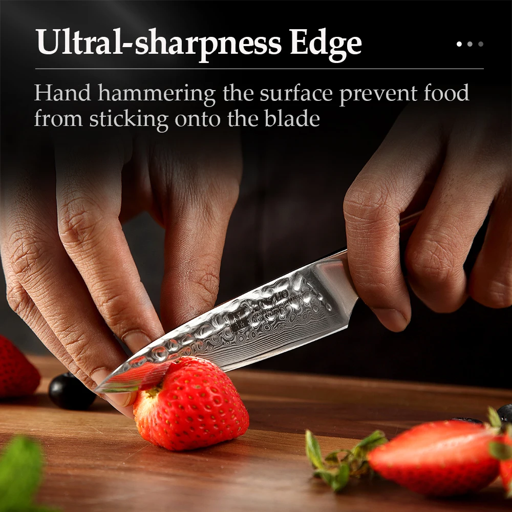 

XINZUO 3.5" Damascus Steel Fruit Knife North America DesertIronwood HandleBest Kitchen Knife Chef Fruit Peeling Cutter Tools
