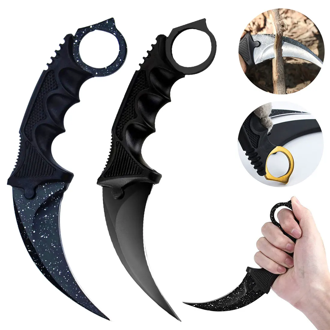 Cuchillo de contraataque CS GO Karambit, cuchillo de cuello con funda de Tigre, cuchillo de juego Real, cuchillo de acampada, funda de supervivencia, tigre