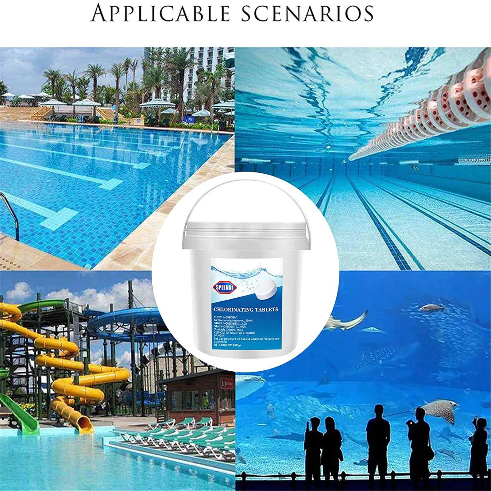 

300 Pcs/set Swimming Pool Effervescent Tablets Multifunctional Pool Clarifier Spray Home Cleaning Crystal Clear Pool Accessories