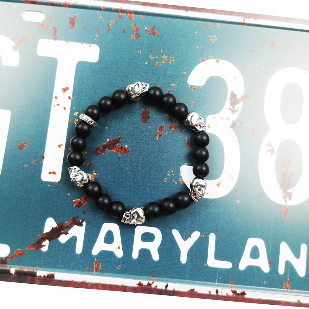 Стрейчевый браслет с миниатюрными черепами модные ювелирные изделия унисекс из