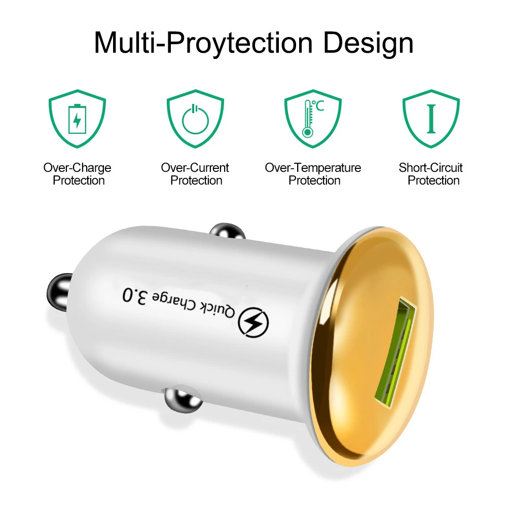 Быстрая зарядка 3 0 USB Автомобильное зарядное устройство универсальное мини для