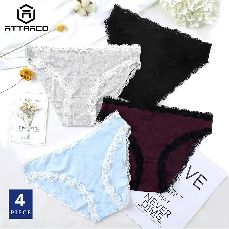Женское нижнее белье ATTRACO Трусы стринги танга трусы хлопковые с кружевной