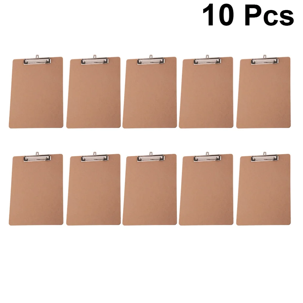 

10Pcs Wooden A4 Clipboard Profile Clip Hardboard Paper Holder Writing Memo Folder for School Office