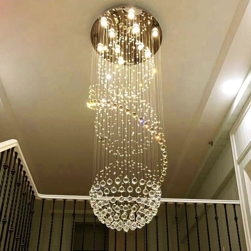 売る Fumat K9-クリスタルシャンデリア,芸術的なモダンなスパイラル天井ランプ,大型LED照明,ホテル用