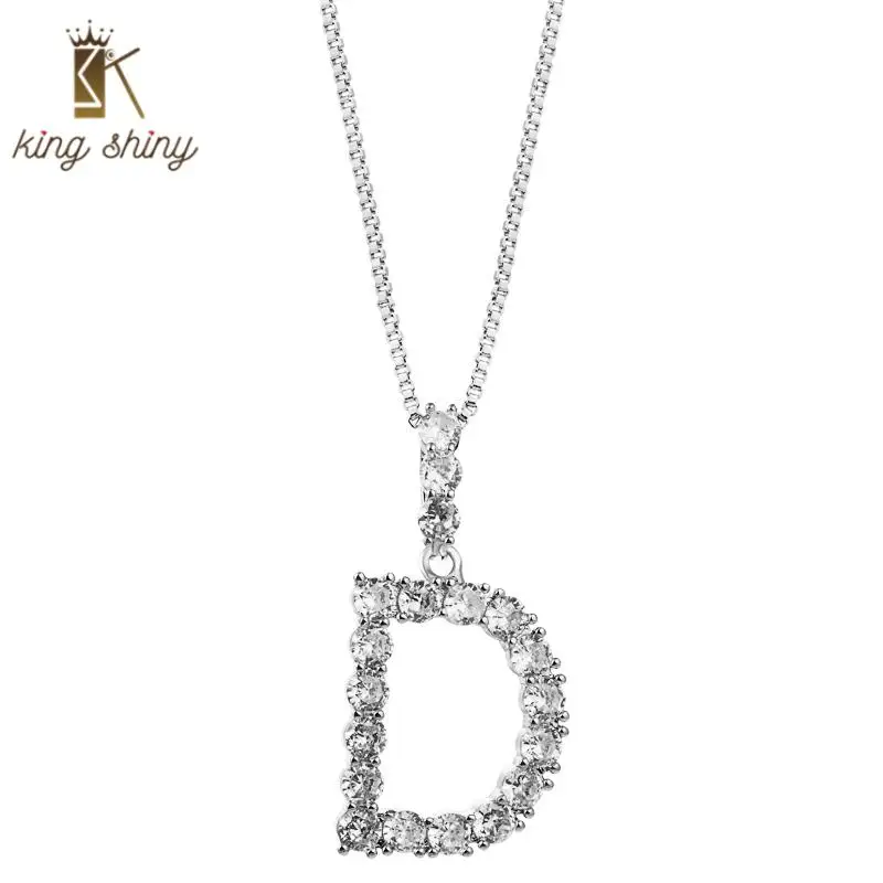 

Personality 26 Alphabet Letters Copper Pendant Necklace for Woman Clear Cubic Zirconia Chunky Necklace for Woman Banquet Jewelry