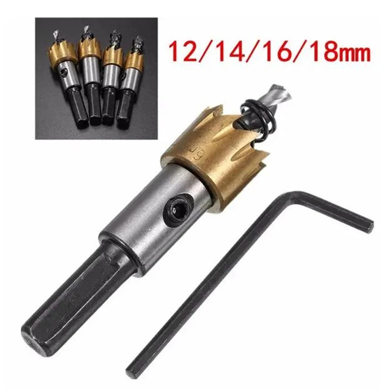 

M35 HSS Titanium Coated Hole Sawtooth Cutter Core Drill Bit 12/14/16/18mm For Metal And Steel Plate Cutting Hole Opener