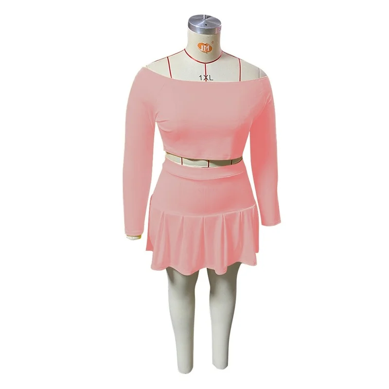 

Women's Summer Suit Large Size Cute Pleated Skirt Blouses Skirt Suits Fashion Sexy Matching Sets Women Skirt 2021 Clothing Sets