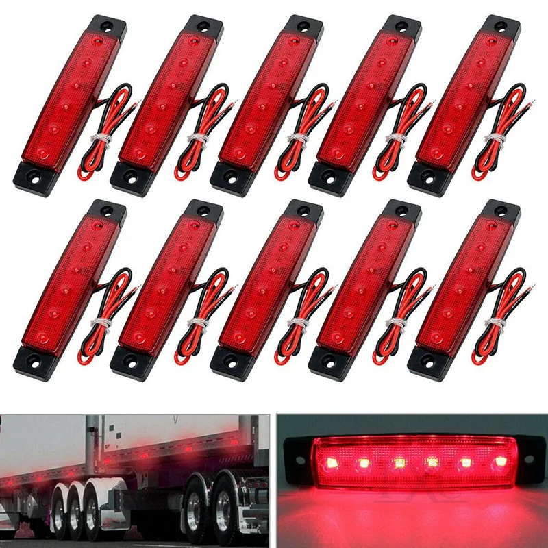 

10X 12V LED красный зазор Боковой габаритный фонарь индикаторная лампа полосы грузовика прицепа автобуса
