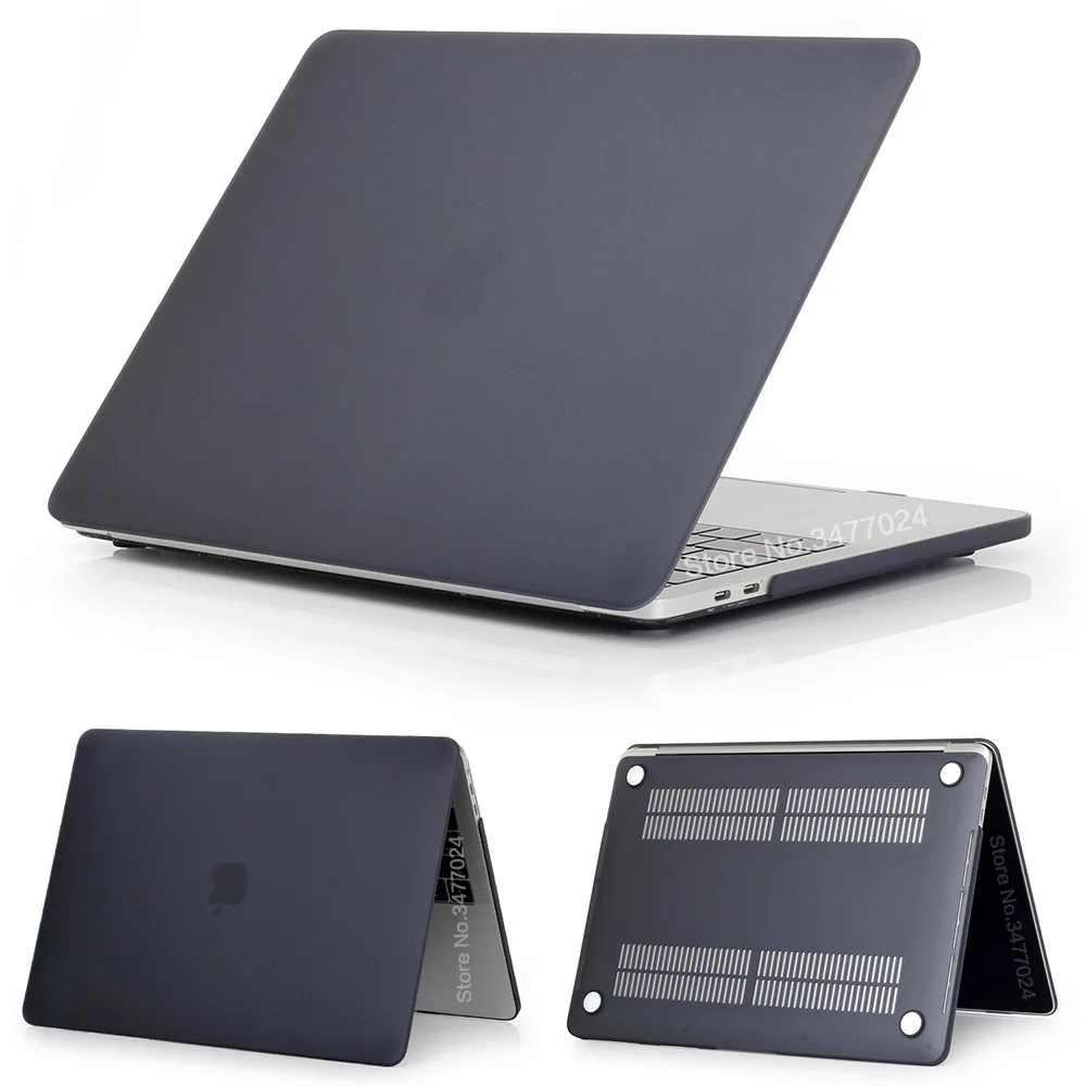 Распродажа, матовый чехол для ноутбука с кристаллами для Macbook Pro retina Air 11 12 13 15 дюймов, для mac new Air/pro с сенсорной крышкой - Цвет: Black-Matte