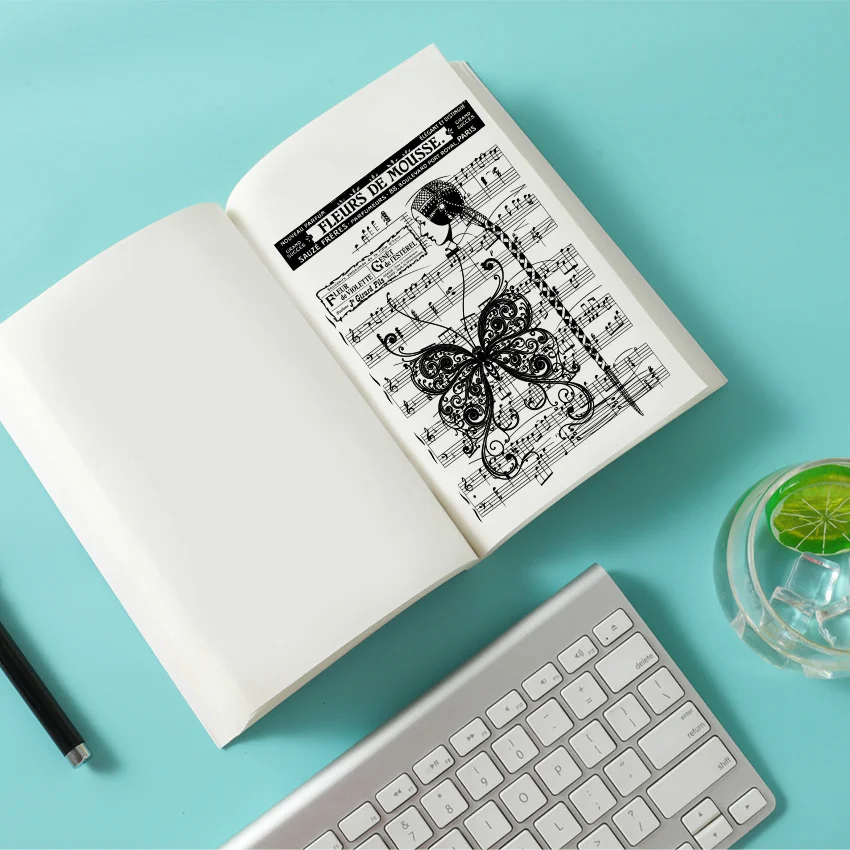 11x16 см бант-Бабочка Музыка Прозрачный печать прозрачные наклейки силиконовый