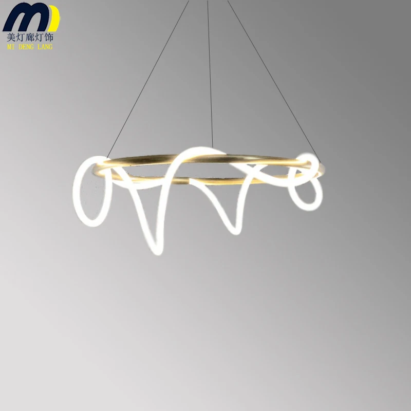 

Modern simple note chandelier minimalist line living room designer dining room lamp Net red light creative bedroom chandelier