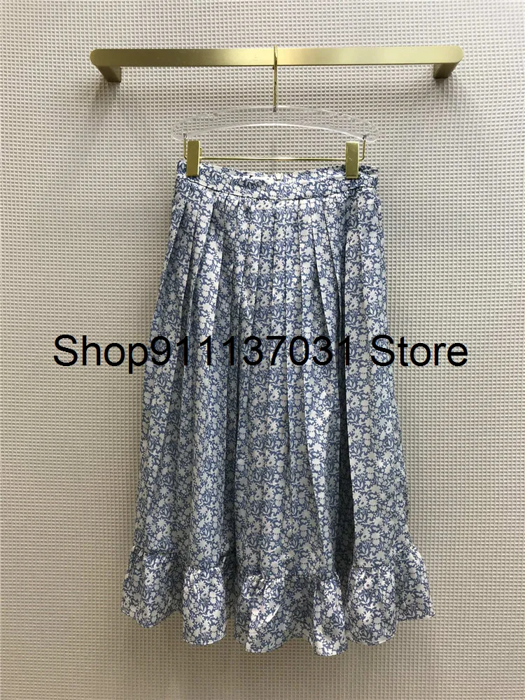 

new fashion women print silk skirt at210215