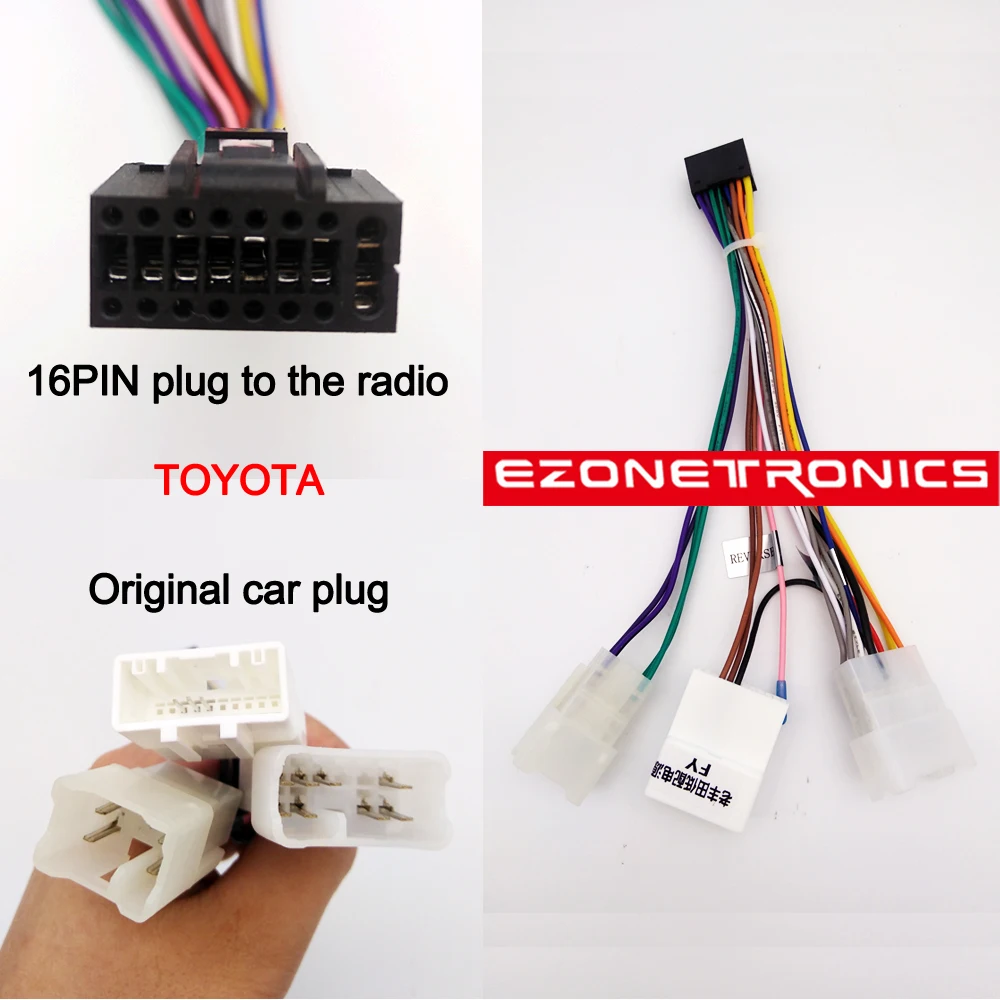 

1-2Din Car DVD Cable Plug Fitting Adaptor Dash Kits For TOYOTA Corolla EX Altis Camry Solara RAV4 Vios Yaris Innova Crysta Radio