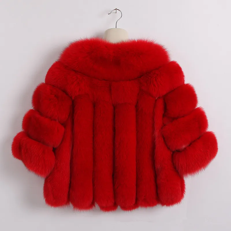 2021 autumn and winter new fox fur faux coat loose large size short round neck thick warm coat abrigos  woman parkas Thick Warm