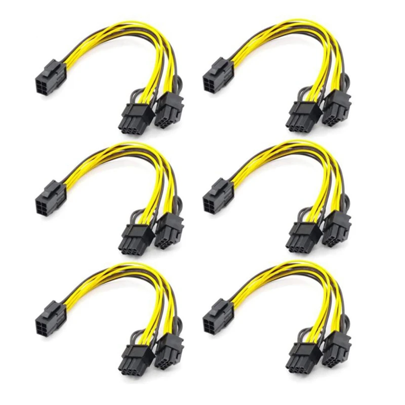 6 шт. GPU VGA PCIe Pin женский двойной 2X 8 (6 + 2) Мужской PCI Express Мощность адаптер y