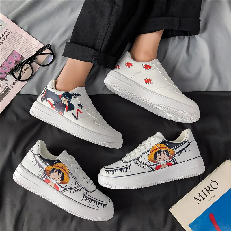 

2021 Men's Shoes New Summer Breathable Low-top Sneakers Hand-painted Graffiti Casual White Tide Shoes
