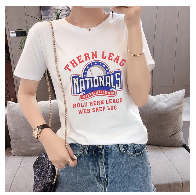 

Houthion Printed Women's T-shirt Letter Loose Tshirt Short Sleeve Top Fashion Casual New Korean Solid T Shirt O-Neck Summer