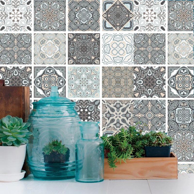Специально серая и синяя мандала керамическая плитка настенная наклейка