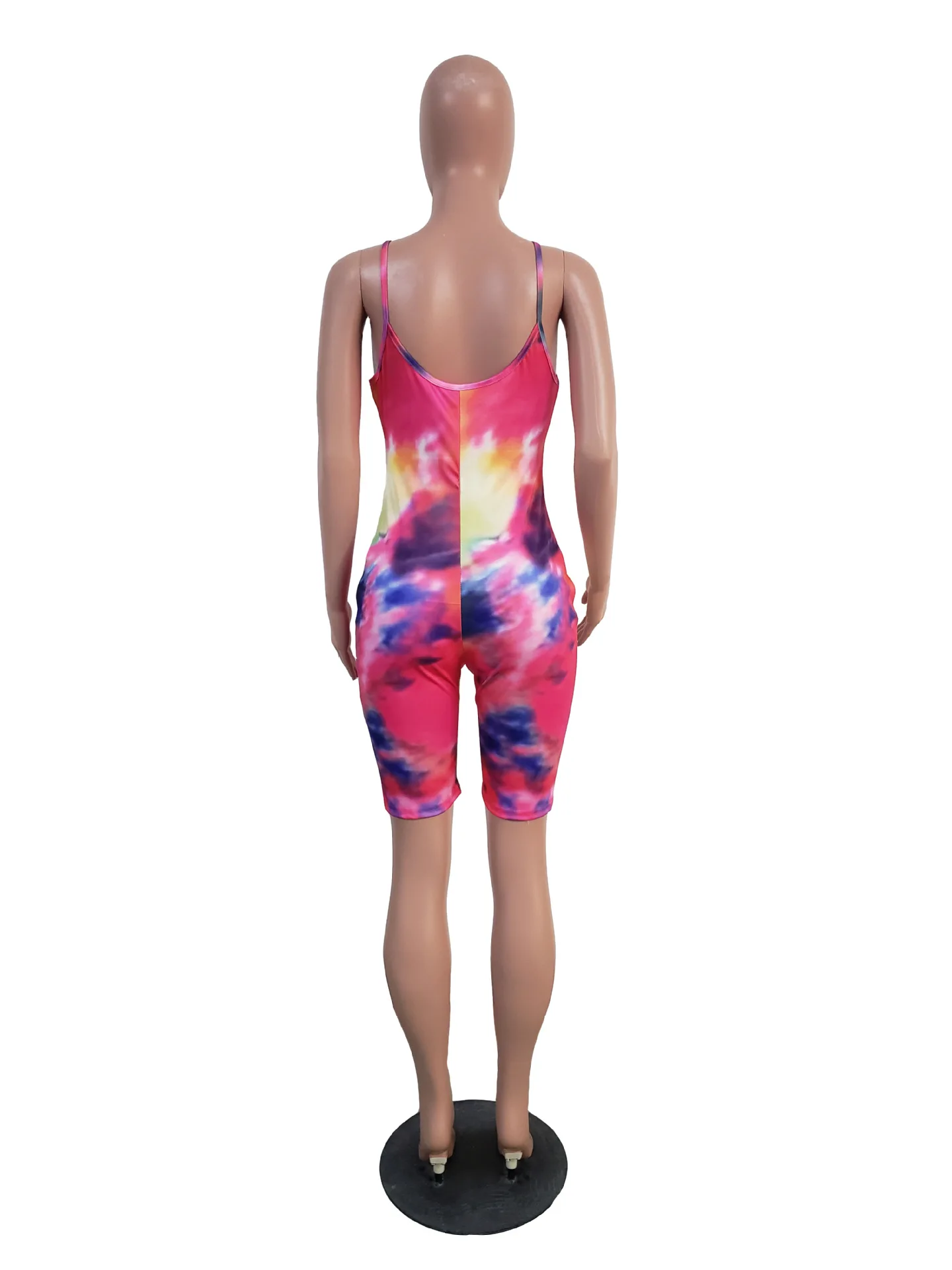 

HAOOHU Sexy Tie Dye Bodycon Rompers Womens Jumpsuit Shorts 2020 Summer Clothes One Piece Club Outfits Body Overalls Playsuit