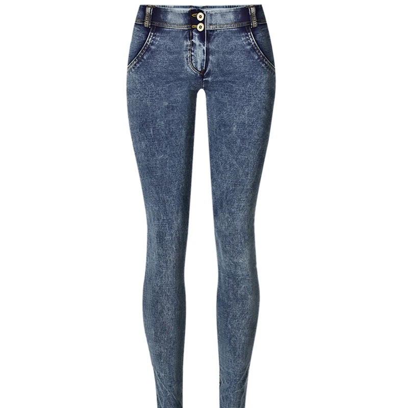 

Dropshopping Sexy Peach Hip Fitness Pants for Women New Snowflake Blue Stretch Comfortable Denim Pants Low Waist Aesthetic Jeans