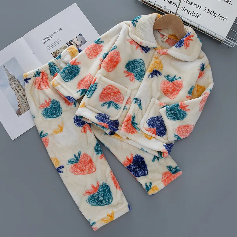 Новый 2020 дети мальчики девочки осень зима теплые фланелевые пижамные комплекты с