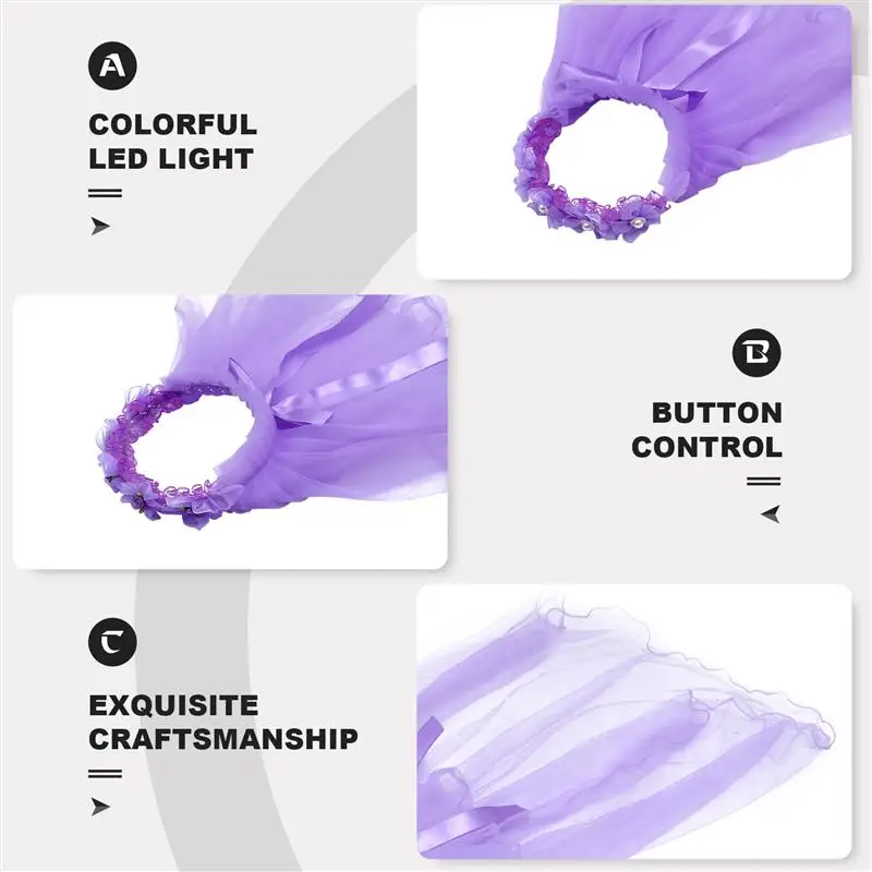 

2pcs Veil Flower Headpieces Headbands with Veil Wreaths Child Hair Accessories