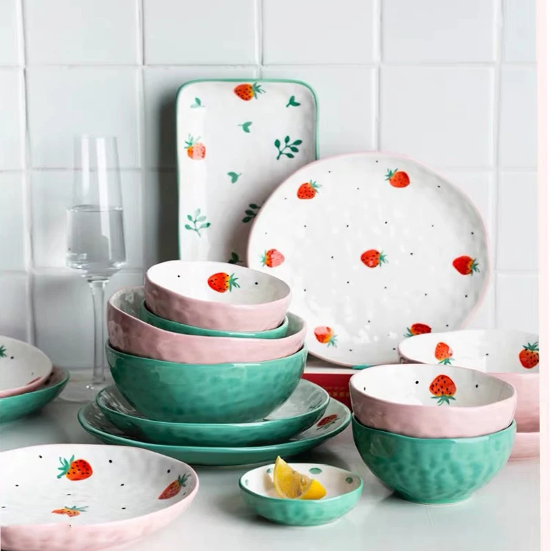 Классические Тарелки и блюда серии клубника миски комбинированная керамическая
