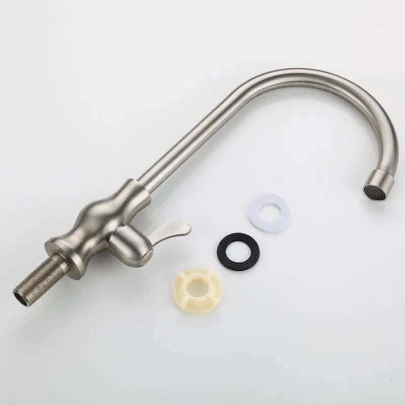 

Kitchen Faucets Stainless Steel Single Handle Single Hole Kitchen Faucet Lead Free Sink Cold Tap Kitchen Faucet With Hoses