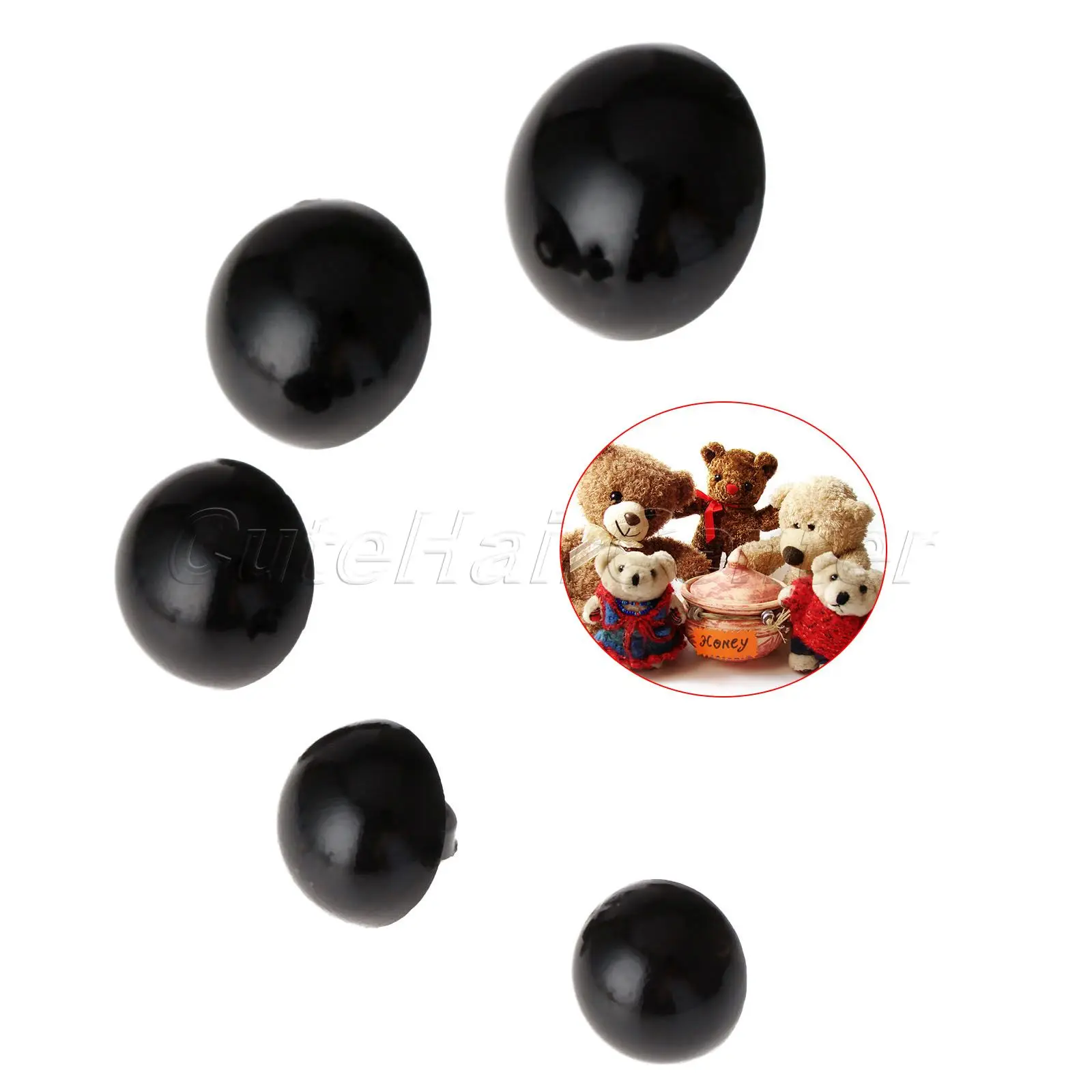 100 шт./1 коробка пластиковые пуговицы черный глянцевый хвостовик акриловые